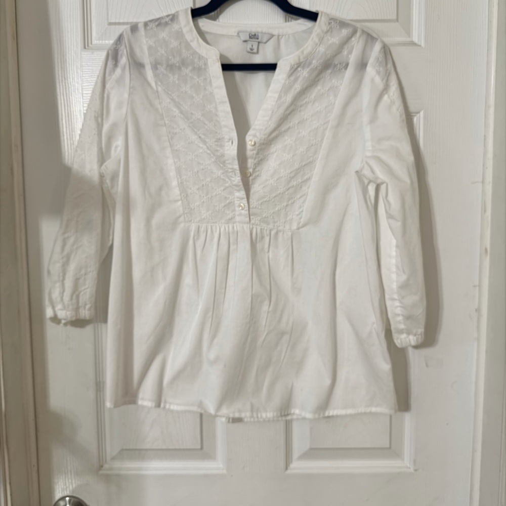 croft & barrow White Embroidered V-Neck Tunic Top